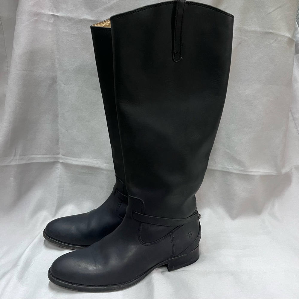 The FRYE Company Black Leather Tall Pull On Riding Boots 8 B